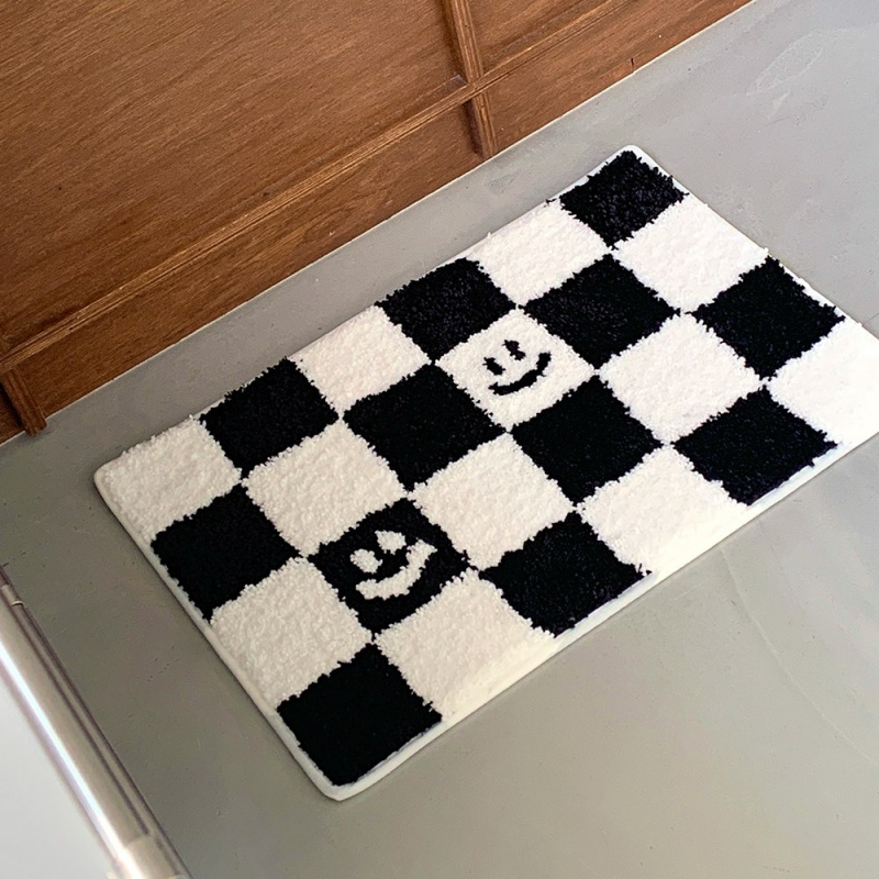 Home Textiles Plaid - VIKAMA Checkerboard Print Door Mat Plush