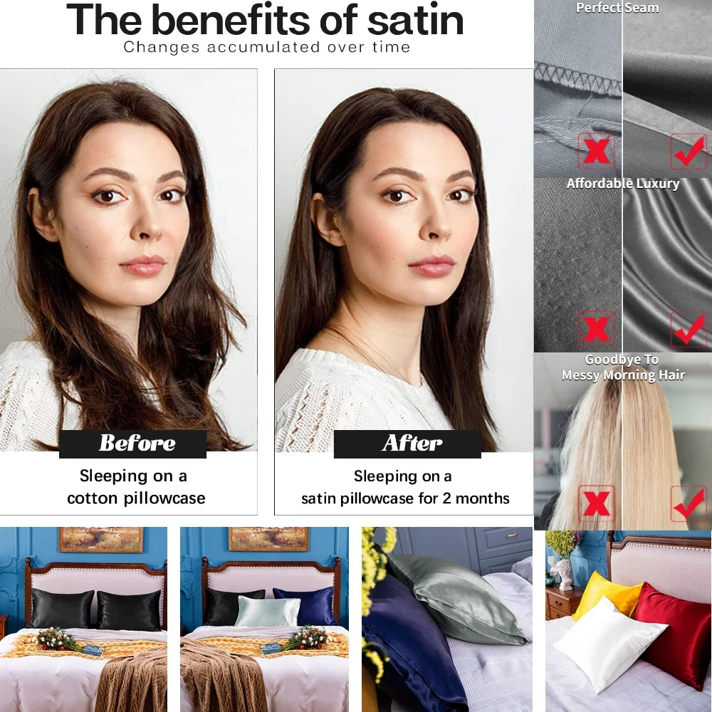 2 Pack Satin Pillowcase for Ha - đánh giá và giá Home Textiles Super Soft