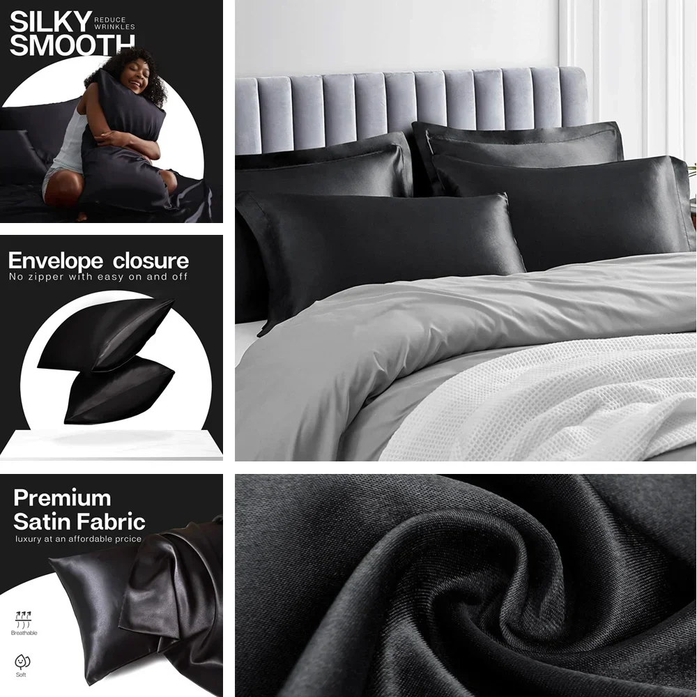 2 Pack Satin Pillowcase for Ha - đánh giá và giá Home Textiles Super Soft