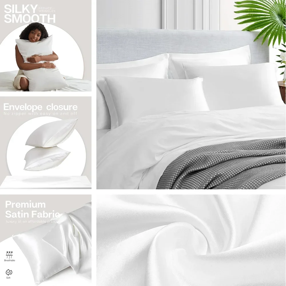 2 Pack Satin Pillowcase for Ha - đánh giá và giá Home Textiles Super Soft