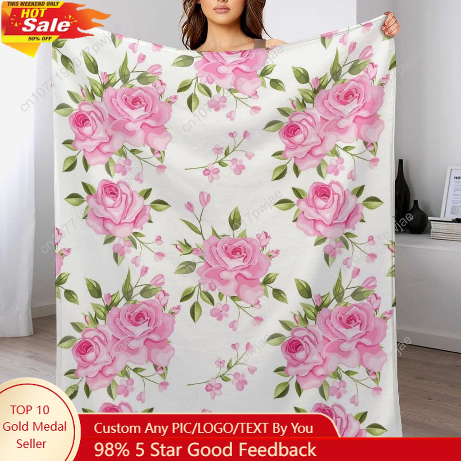 Pink Flower Throw Blanket Flor - đánh giá và giá Home Textiles Blanket