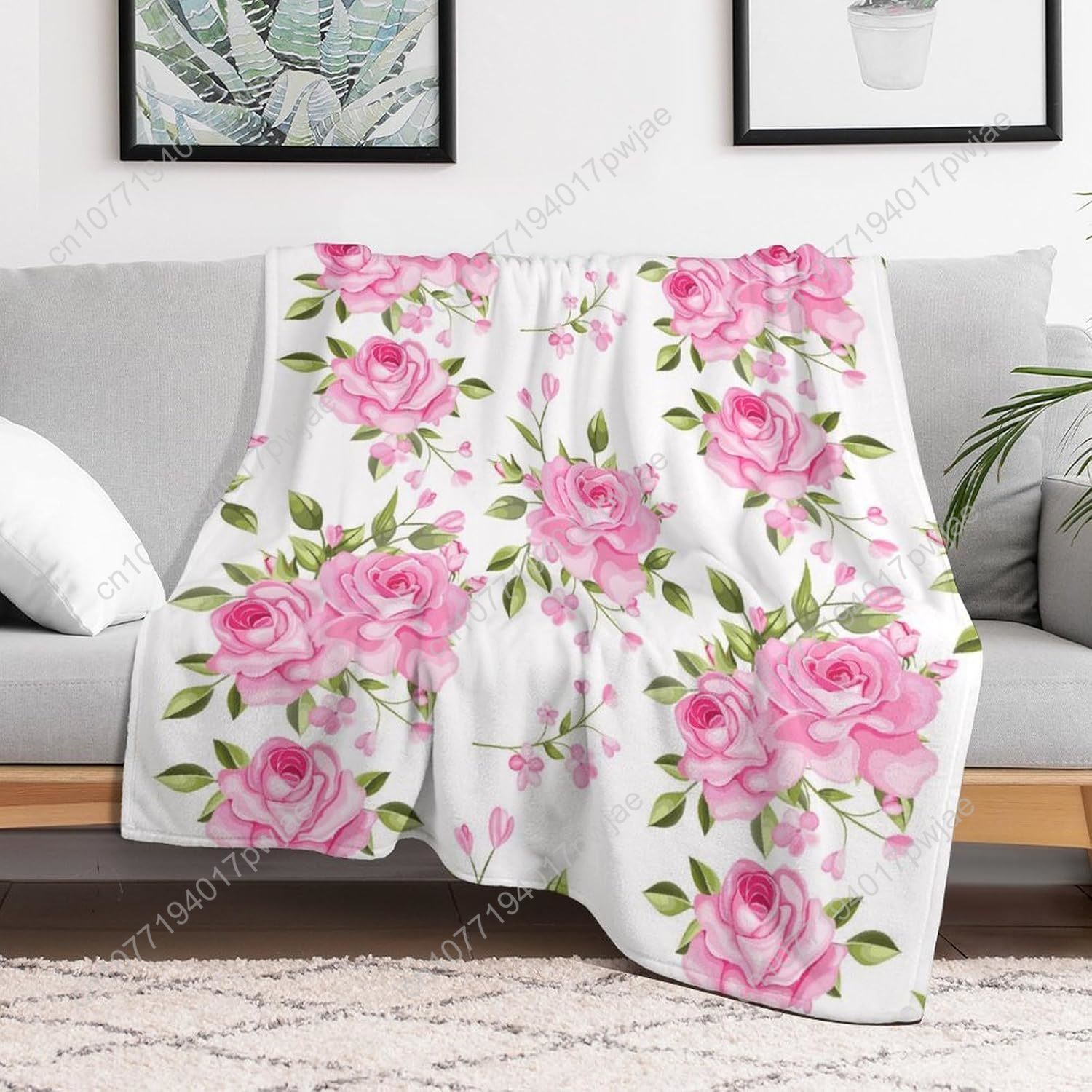 Pink Flower Throw Blanket Flor - đánh giá và giá Home Textiles Blanket