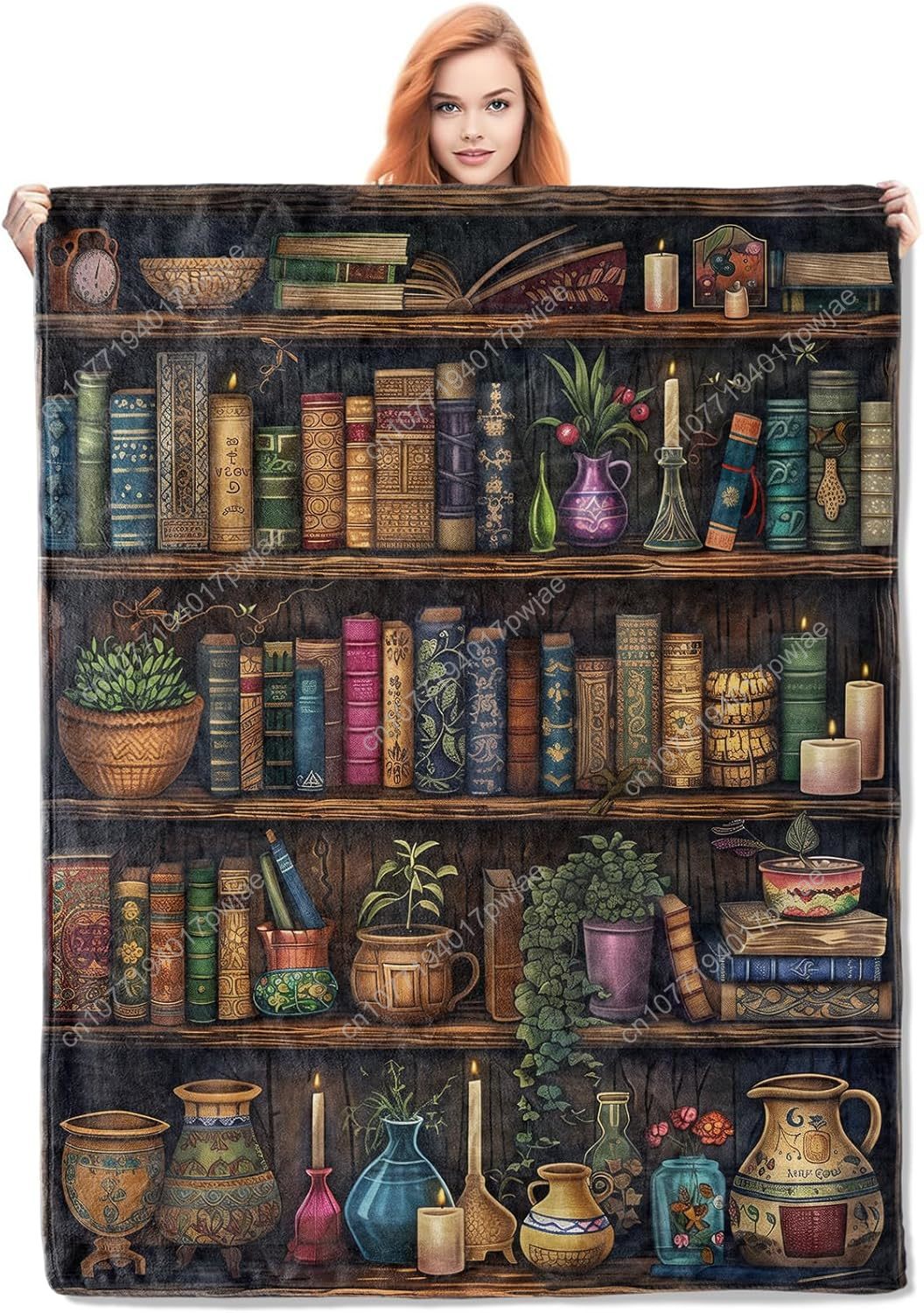 Vintage Bookshelf Blanket Read - đánh giá và giá Home Textiles Blanket