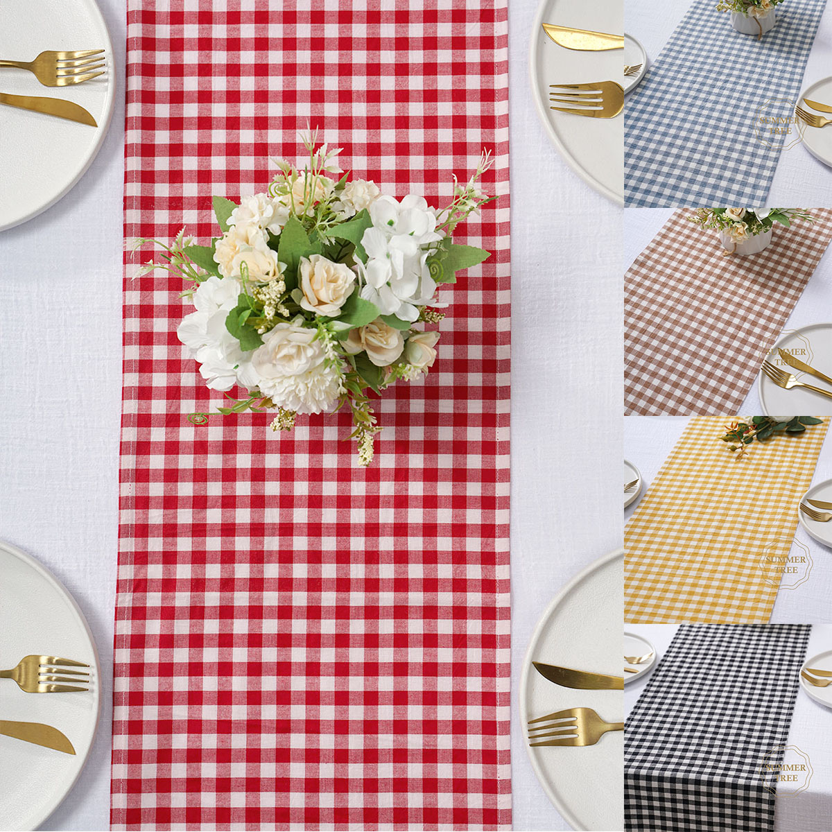 Rustic Plaid Cotton Table Runn - đánh giá và giá Home Textiles Plaid
