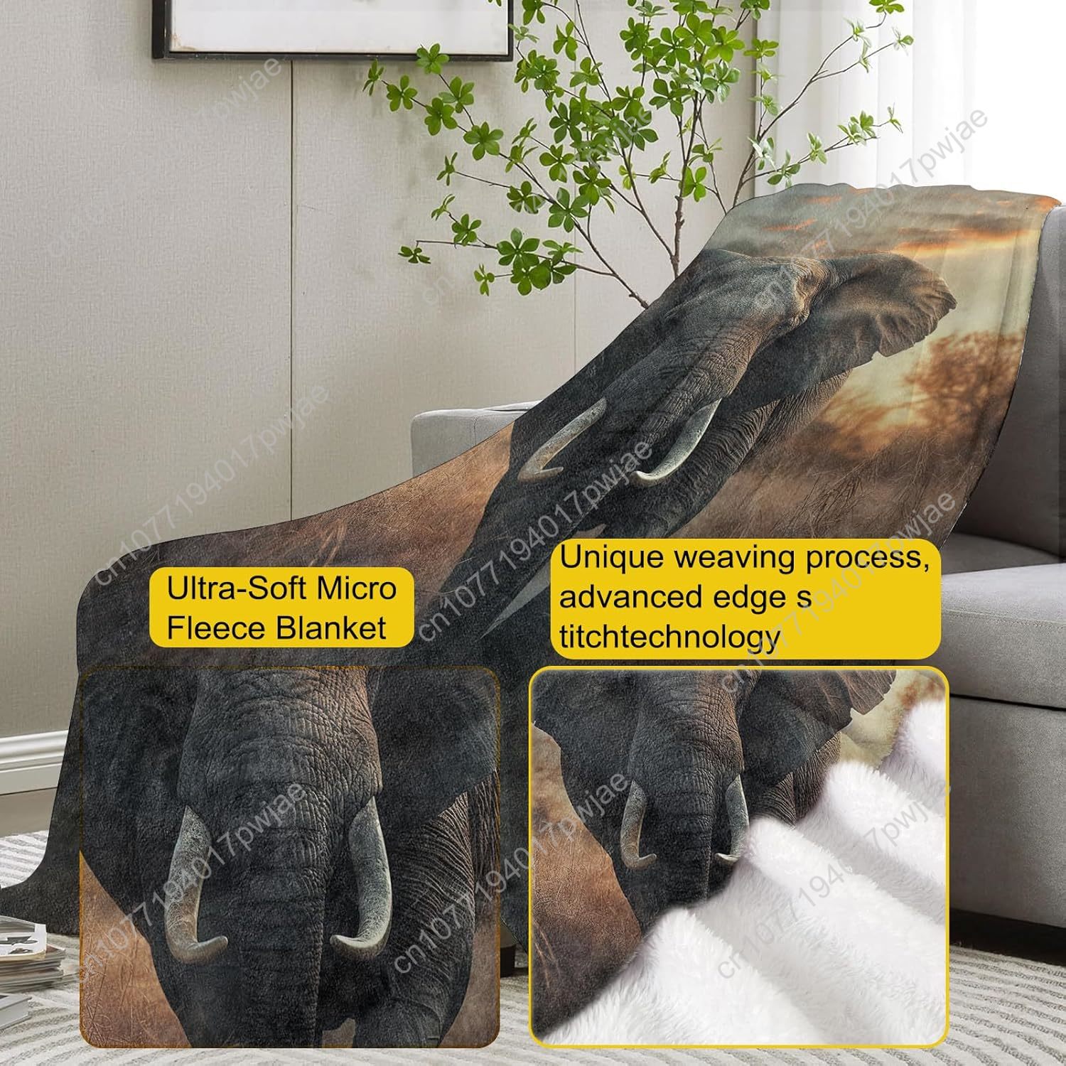 Elephant Fleece Blanket, Reali - đánh giá và giá Home Textiles Blanket