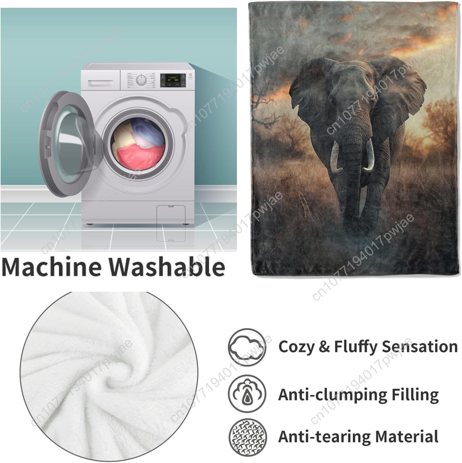 Elephant Fleece Blanket, Reali - đánh giá và giá Home Textiles Blanket