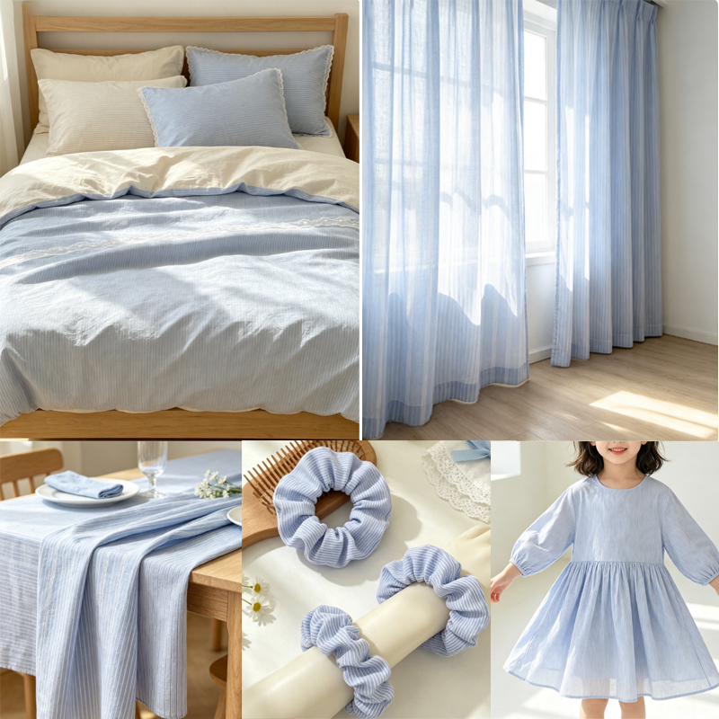 0.5m/2m Korean Style Blue Stri - đánh giá và giá Home Textiles Plaid