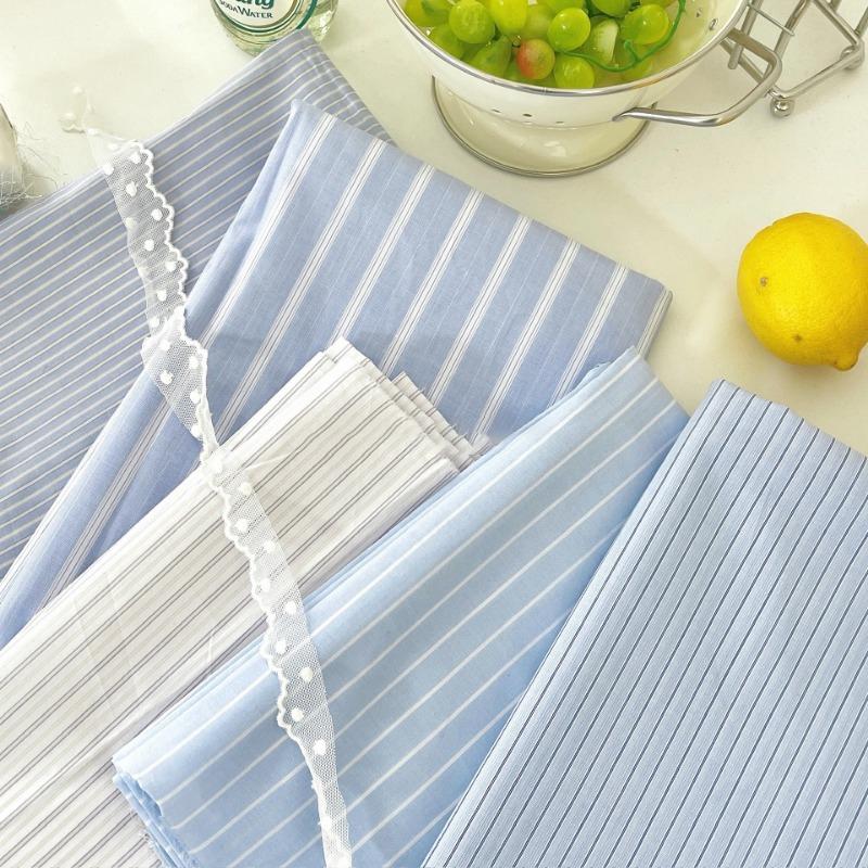 0.5m/2m Korean Style Blue Stri - đánh giá và giá Home Textiles Plaid