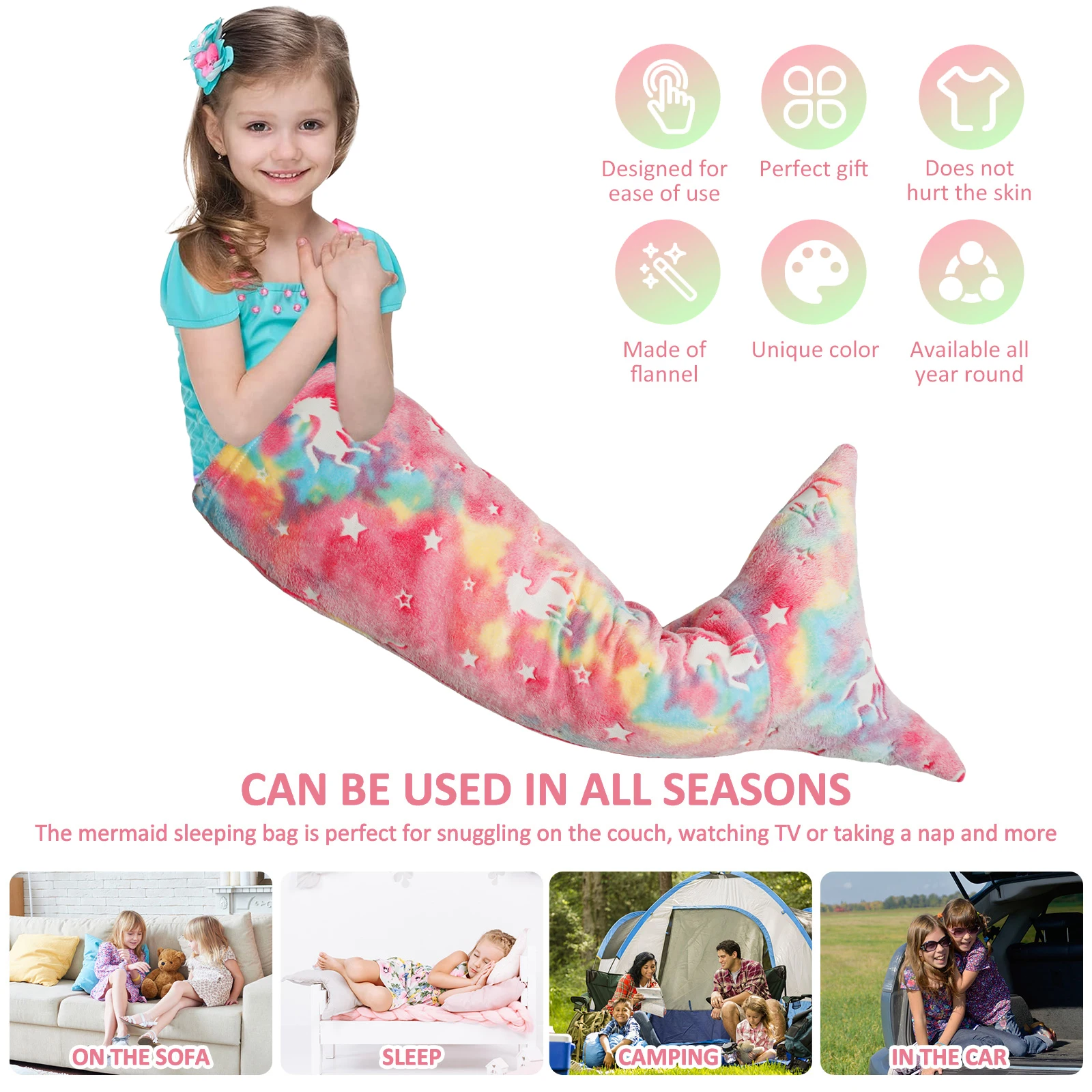 Flannel Mermaid Sleeping Bag S - đánh giá và giá Home Textiles Super Soft