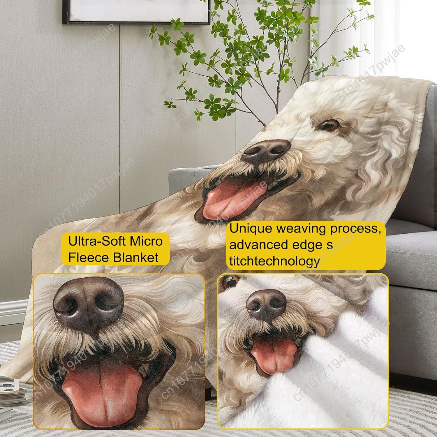 Joyful Poodle Portrait Blanket - đánh giá và giá Home Textiles Blanket
