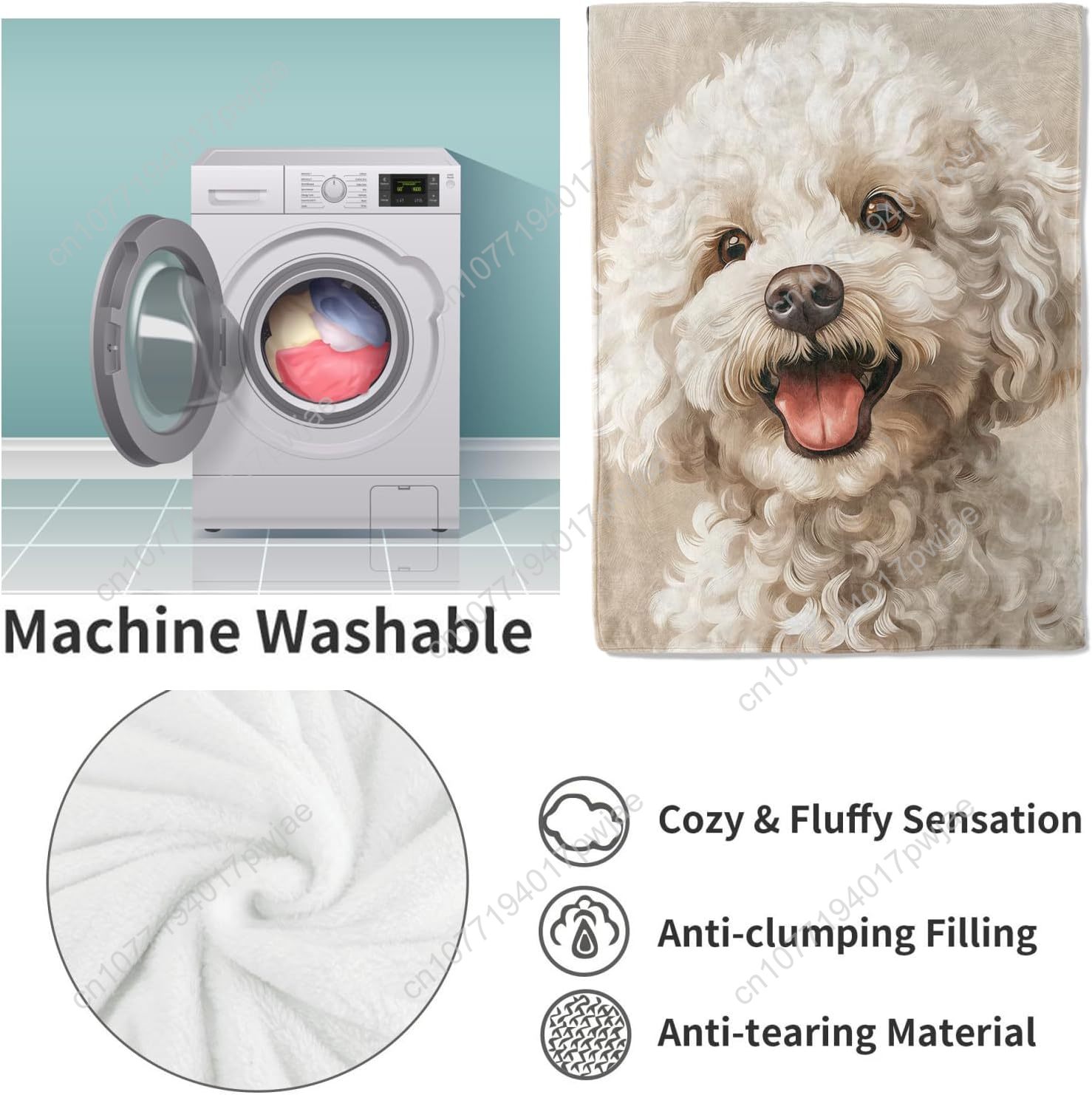 Joyful Poodle Portrait Blanket - đánh giá và giá Home Textiles Blanket